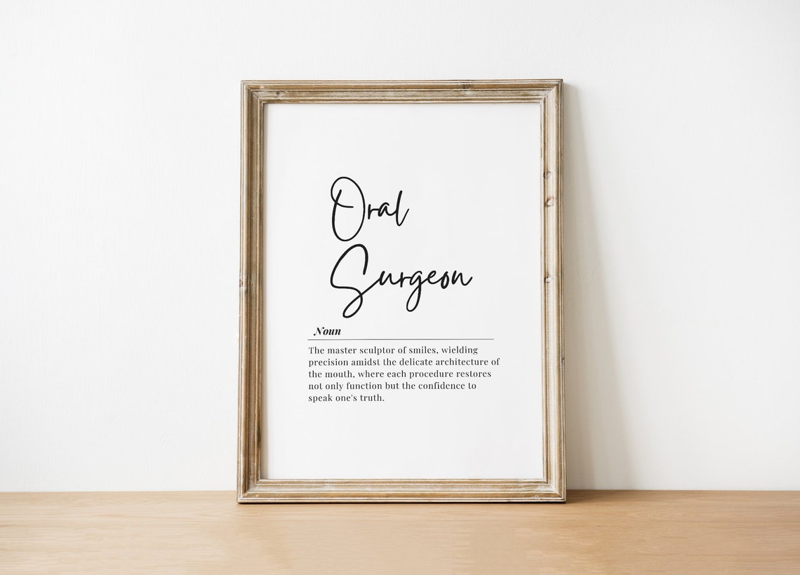 Oral Surgeon Definition Black White Script Dental Gift Poster