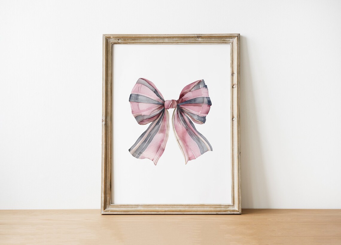 Watercolor Bow Art Print, Preppy Teen Room Decor