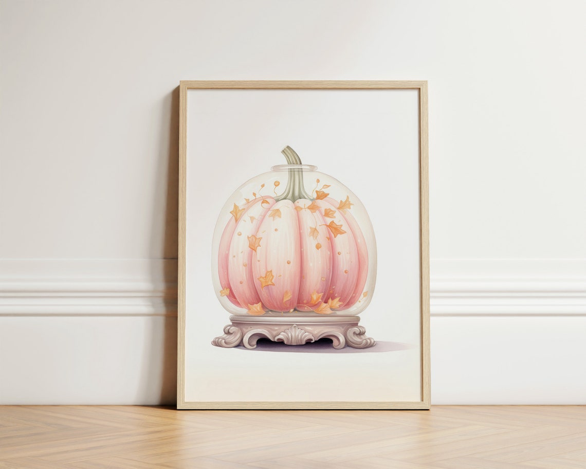 Pink Magical Pumpkin Snowball Halloween Wall Art Kids Decor Nursery Gifts For