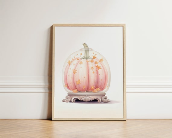 Pink Magical Pumpkin Snowball Halloween Wall Art Kids Decor Nursery Gifts For