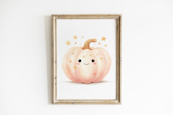 Pink Pumpkin Nursery Wall Decor Halloween Art Kids Gifts For Boho