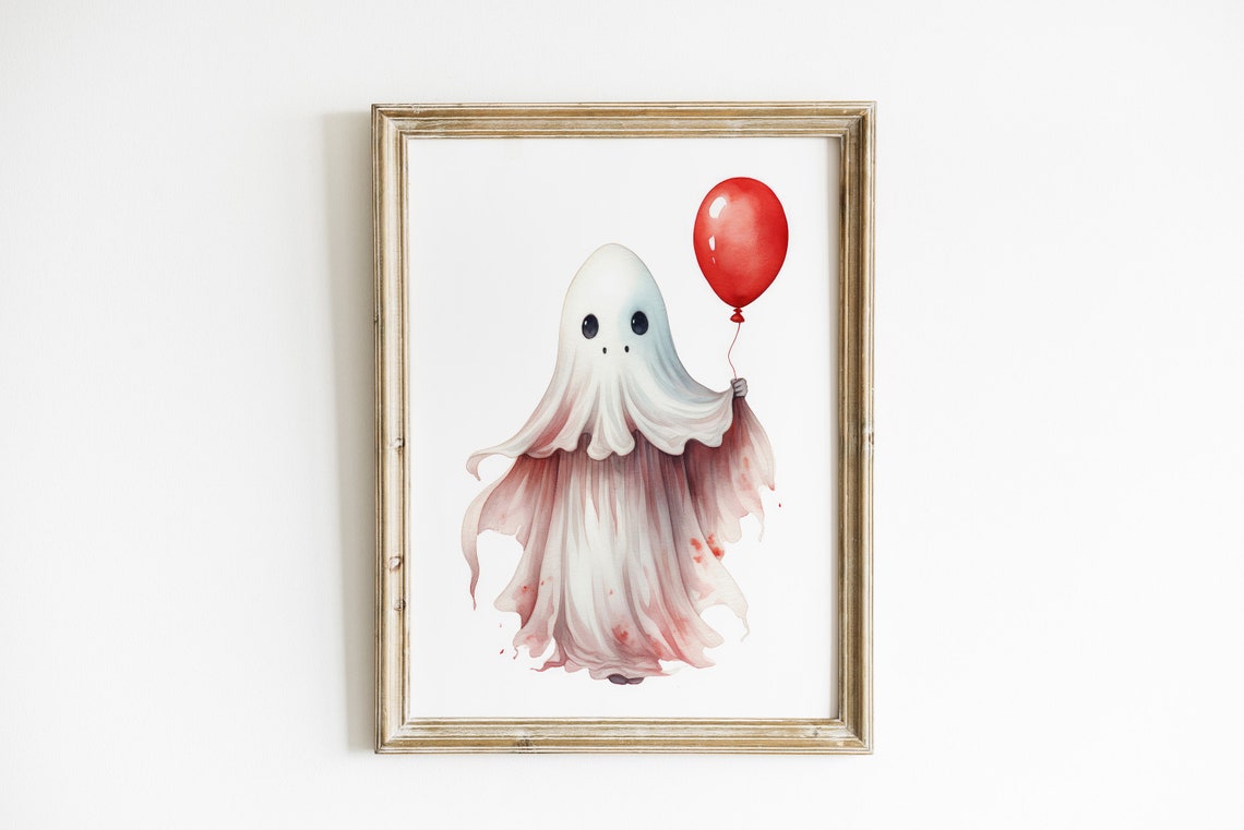 Halloween Ghosts Holding Balloon Wall Art Kids Decor Gift For Nursery