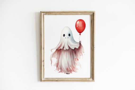 Halloween Ghosts Holding Balloon Wall Art Kids Decor Gift For Nursery