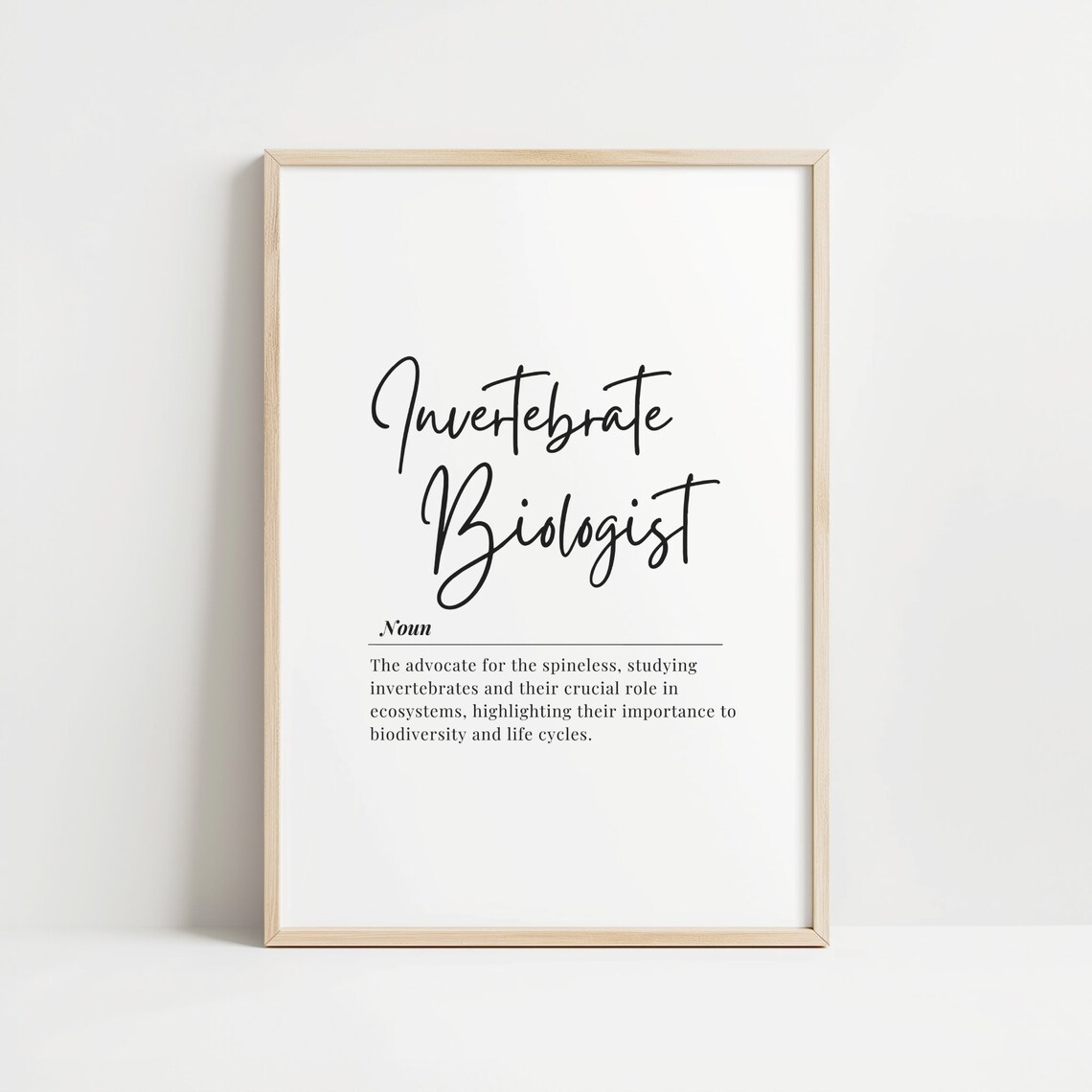 Invertebrate Biologist Definition Noun Script Typography Science Gift Art Poster