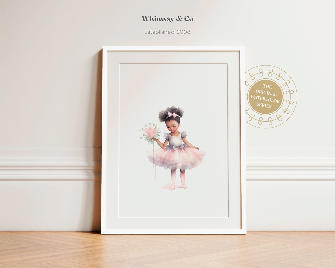 Sweet Little Ballerina Pink Tutu Watercolor Nursery Art Poster