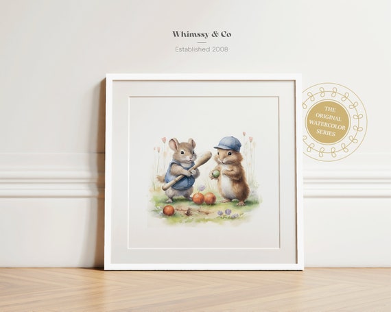 Nursery Decor Baseball Sports Theme Baby Boy Room Art Animal Print Instant