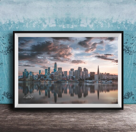 Port Of San Francisco Skyline Print Blue Hour Cityscape Made To Order