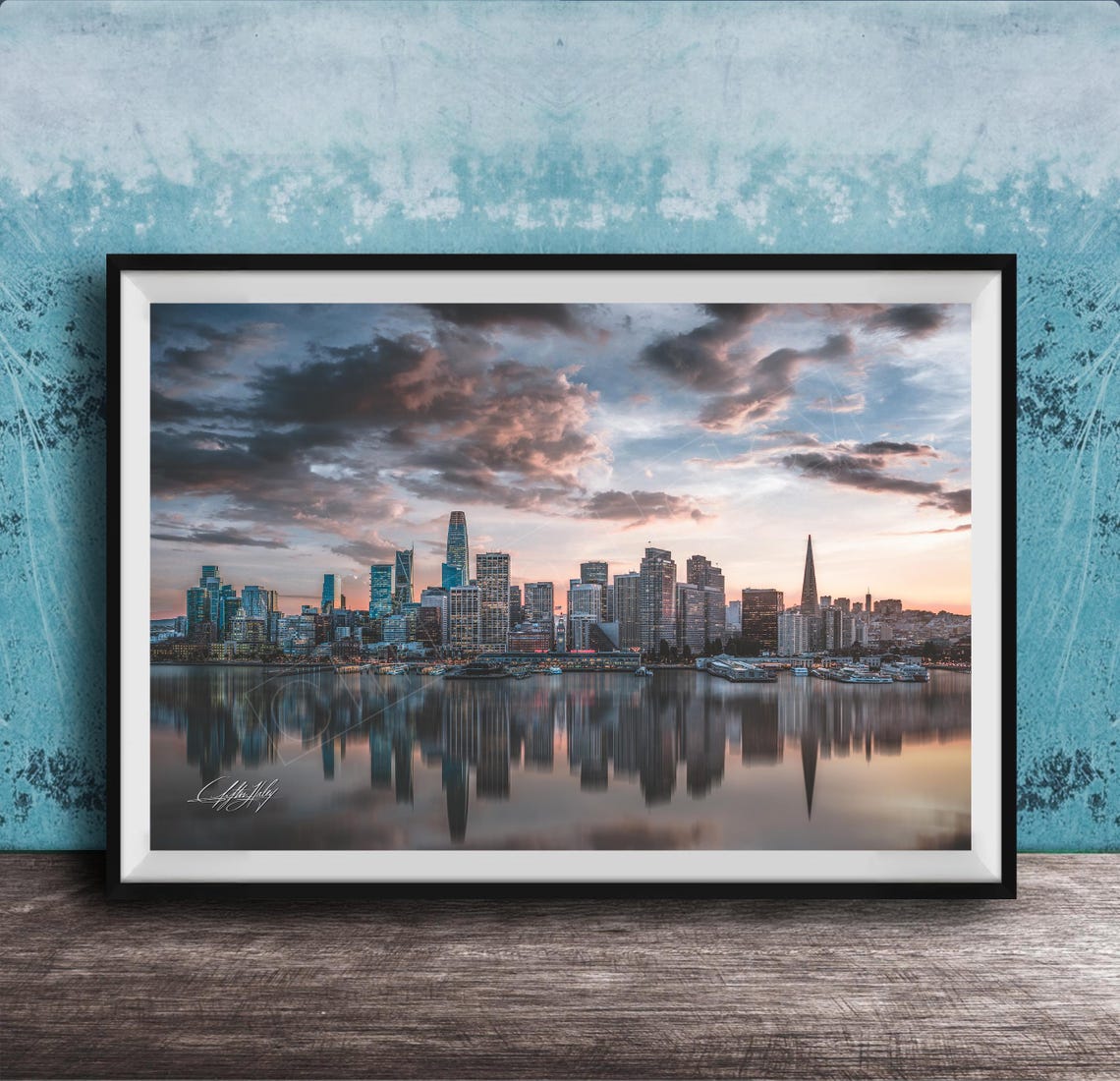 San Francisco Skyline Morning Mirror Reflection Cityscape Poster