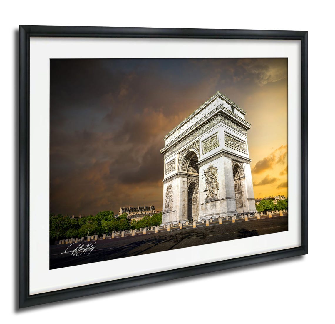 Arc De Triomphe Paris Dramatic Sunset Sky Photography Poster