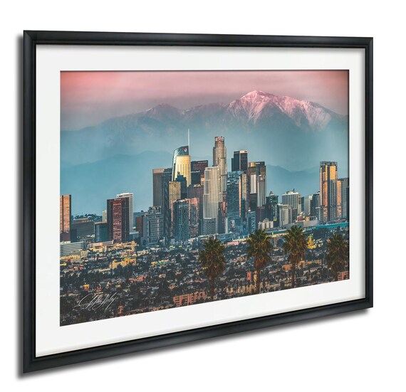 La Skyline Wall Art Pastel Sunset With Mountains Framed Options