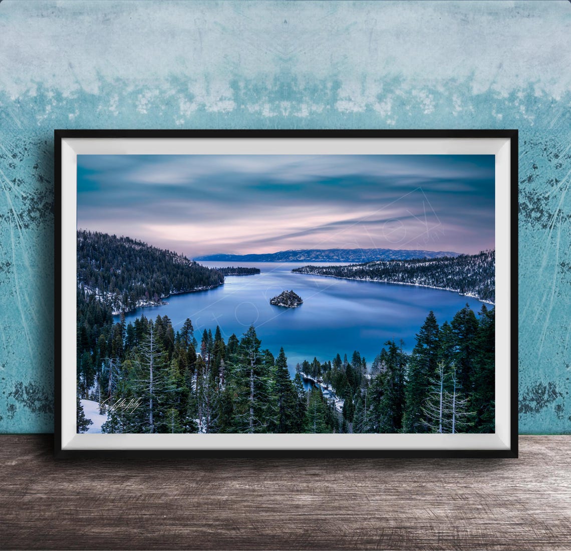 Emerald Bay Lake Print Serene Mountain And Tree Landscape