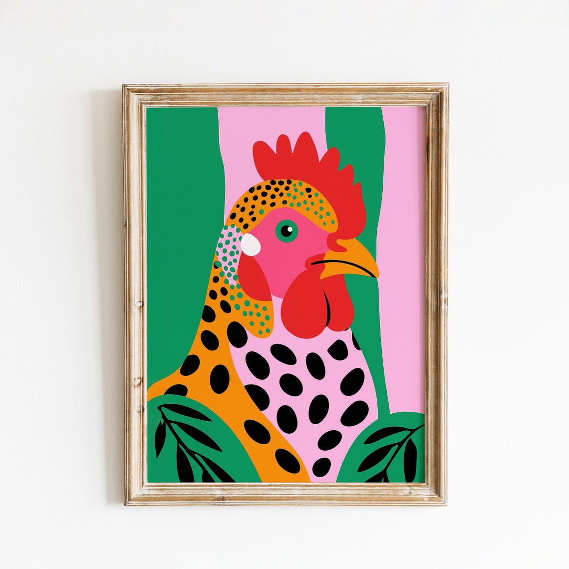 Colorful Pop Art Rooster Farmhouse Animal Wall Art Home Decor