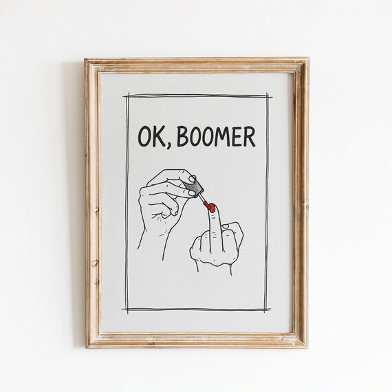 OK Boomer Middle Finger Nail Polish Funny Quote Wall Art Decor