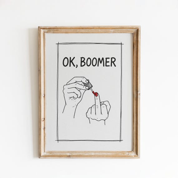 Ok Boomer Poster Minimalist Funny Middle Finger Wall Art