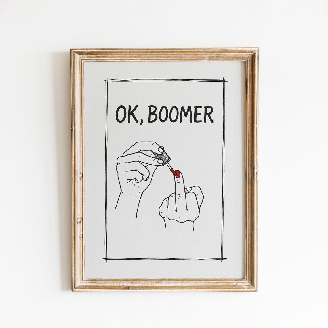 Ok Boomer Poster Minimalist Funny Middle Finger Wall Art