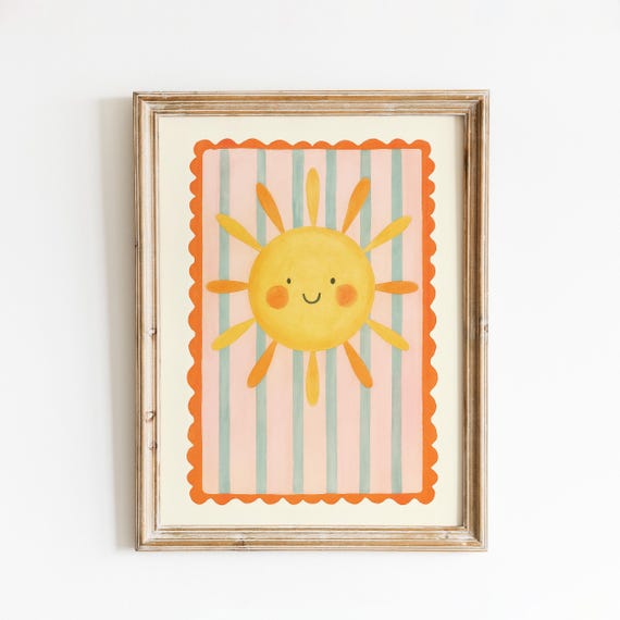 Smiling Sun Nursery Poster Cute Sunshine Kids Wall Art
