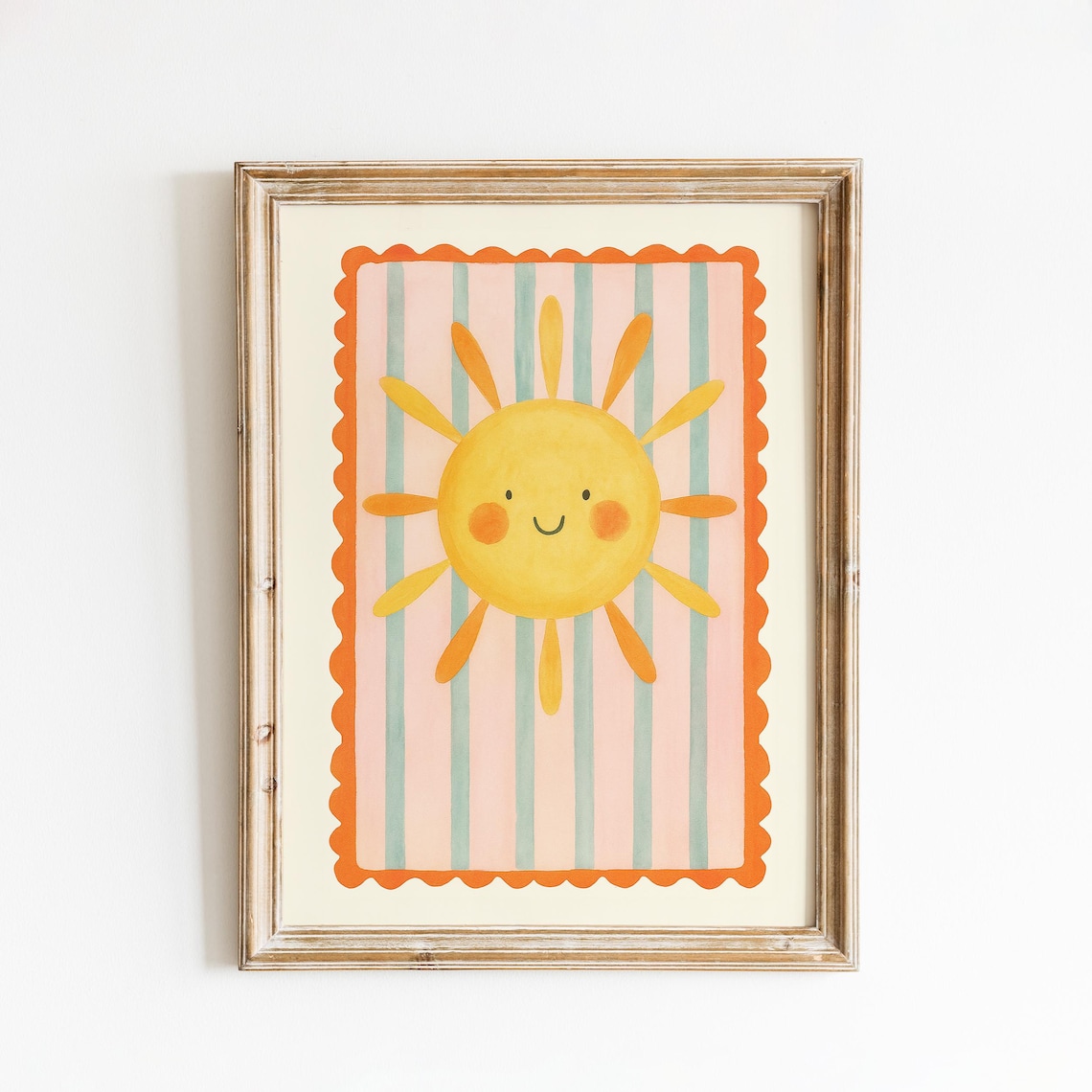 Cute Smiling Sunshine Watercolor Pastel Nursery Kids Decor Poster