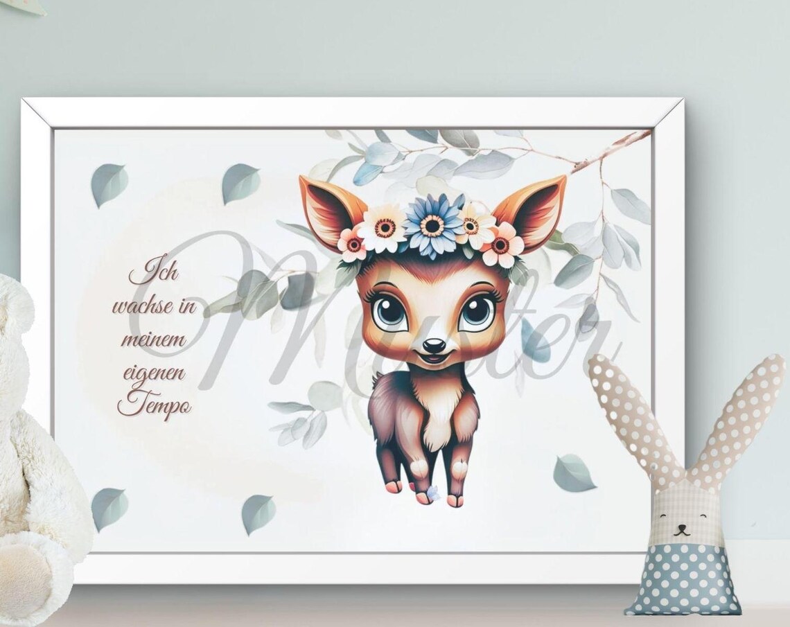 Kids Animal Flower Wreath Motivational Poster