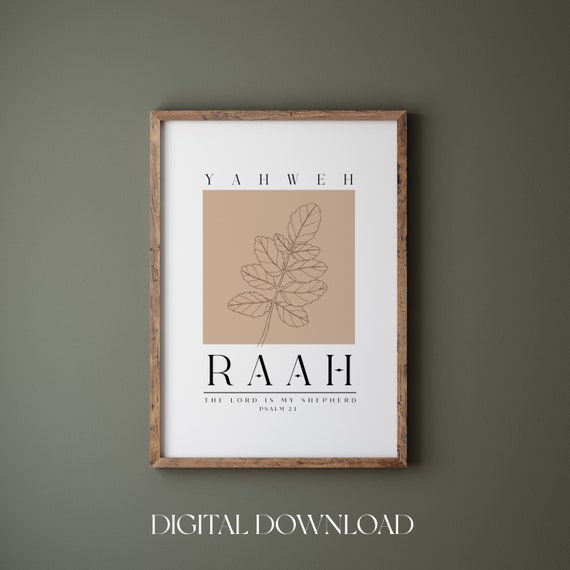 Yahweh Raah Psalm 23 The Lord Is My Shepherd Hebrew Name Of God Boho Wildflower Christian Wall Art Bible Verse Wall Art