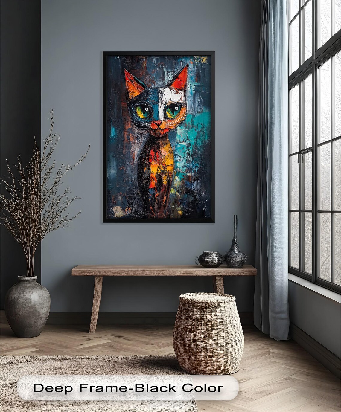 Colorful Cat Abstract, Modern Pet Lover Decor
