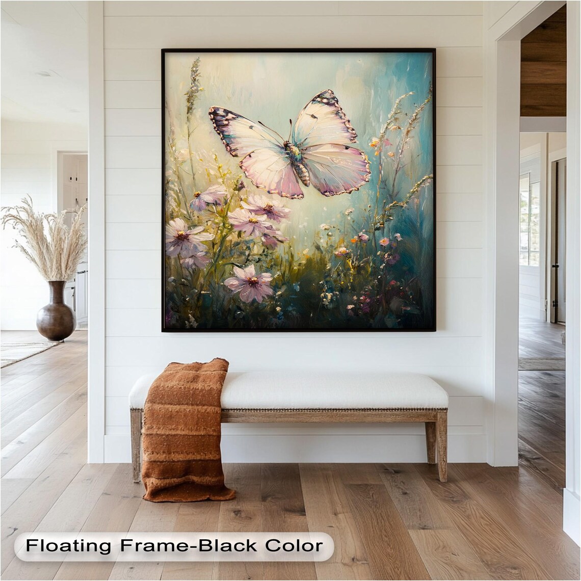 Butterfly And Wildflowers, Delicate Floral Nature Print - Image 4