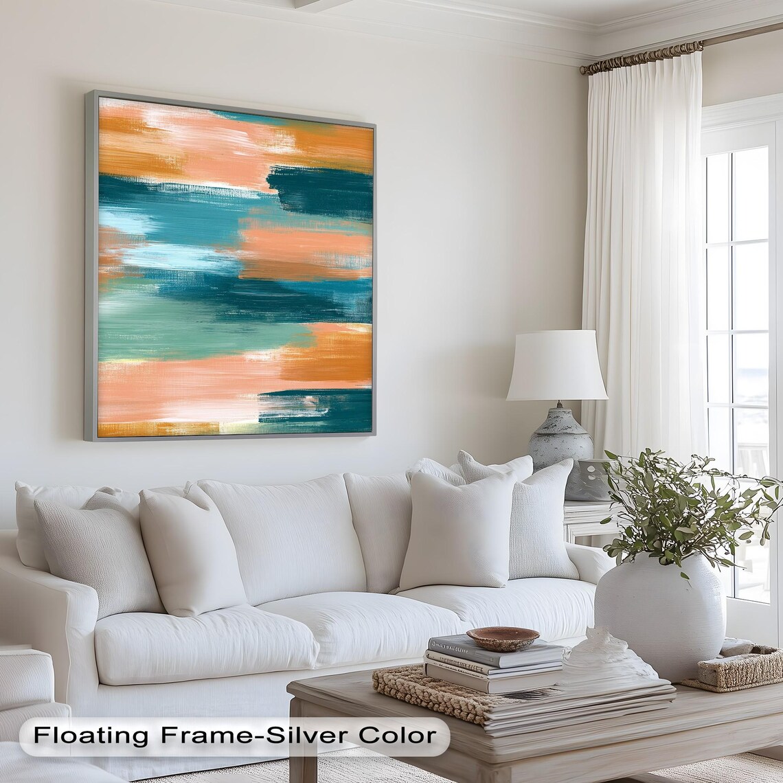 Teal Terracotta Abstract, Modern Brush Stroke Art Print - Image 4
