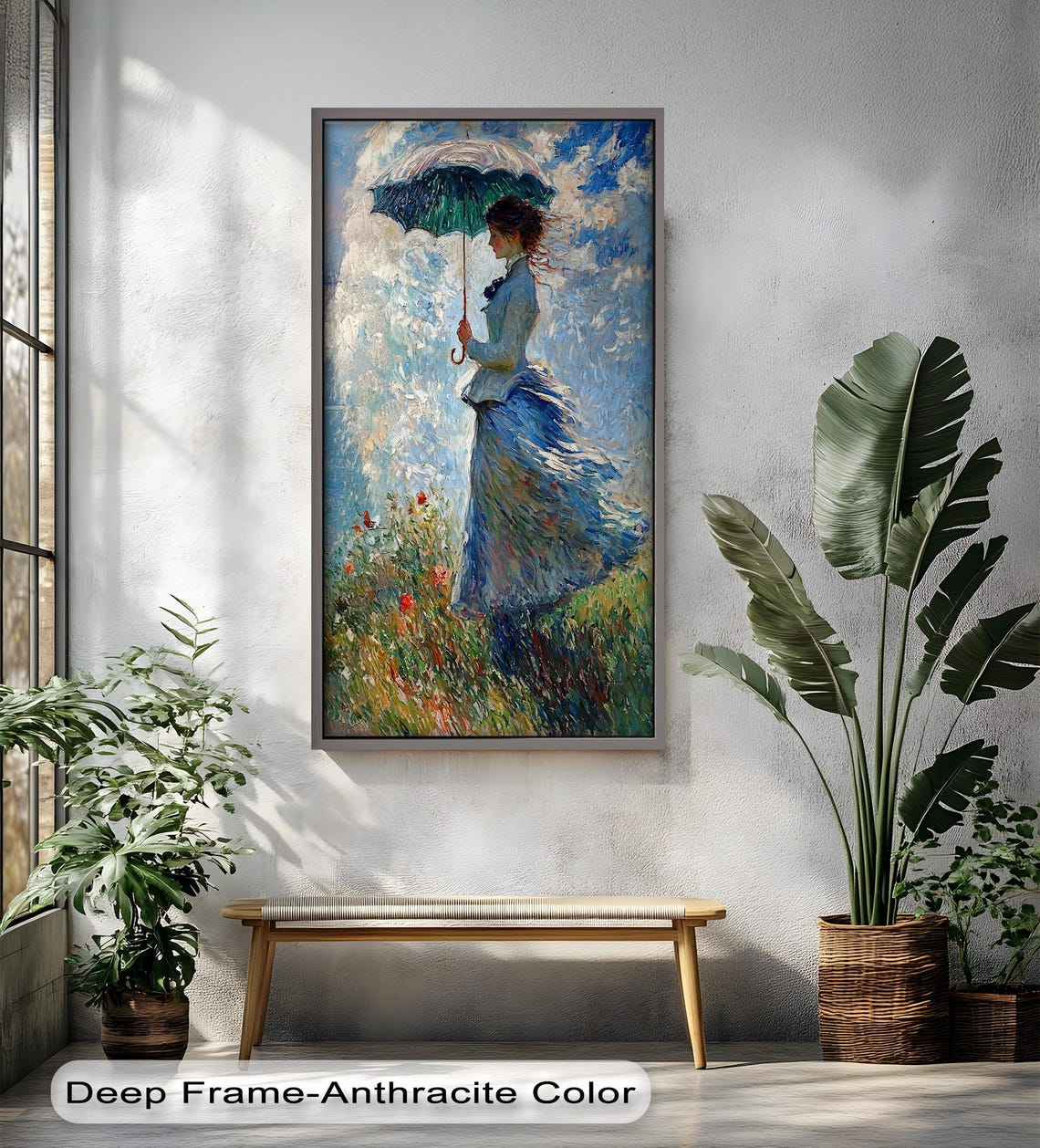 Woman With Parasol, Elegant Impressionist Nature Scene - Image 2
