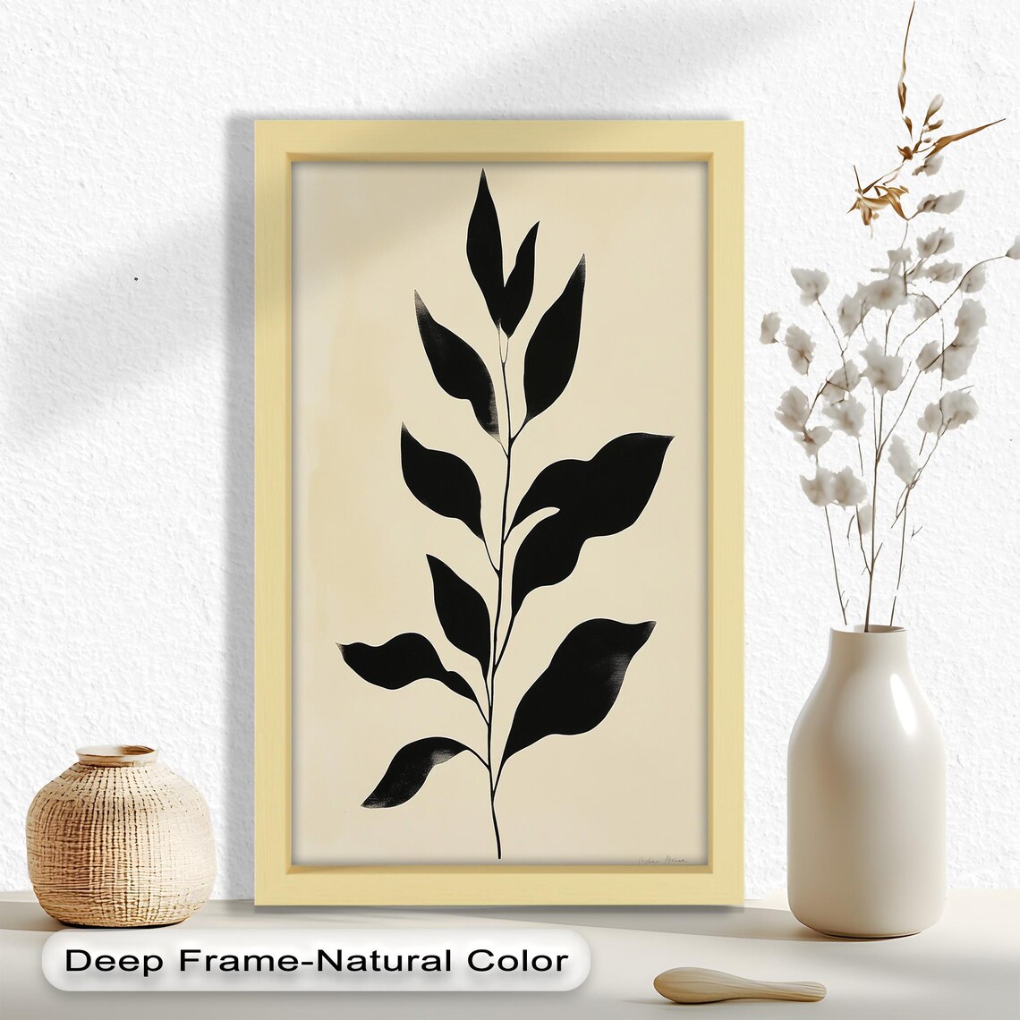 Black Leaf Minimalist Botanical Art Print - Image 5