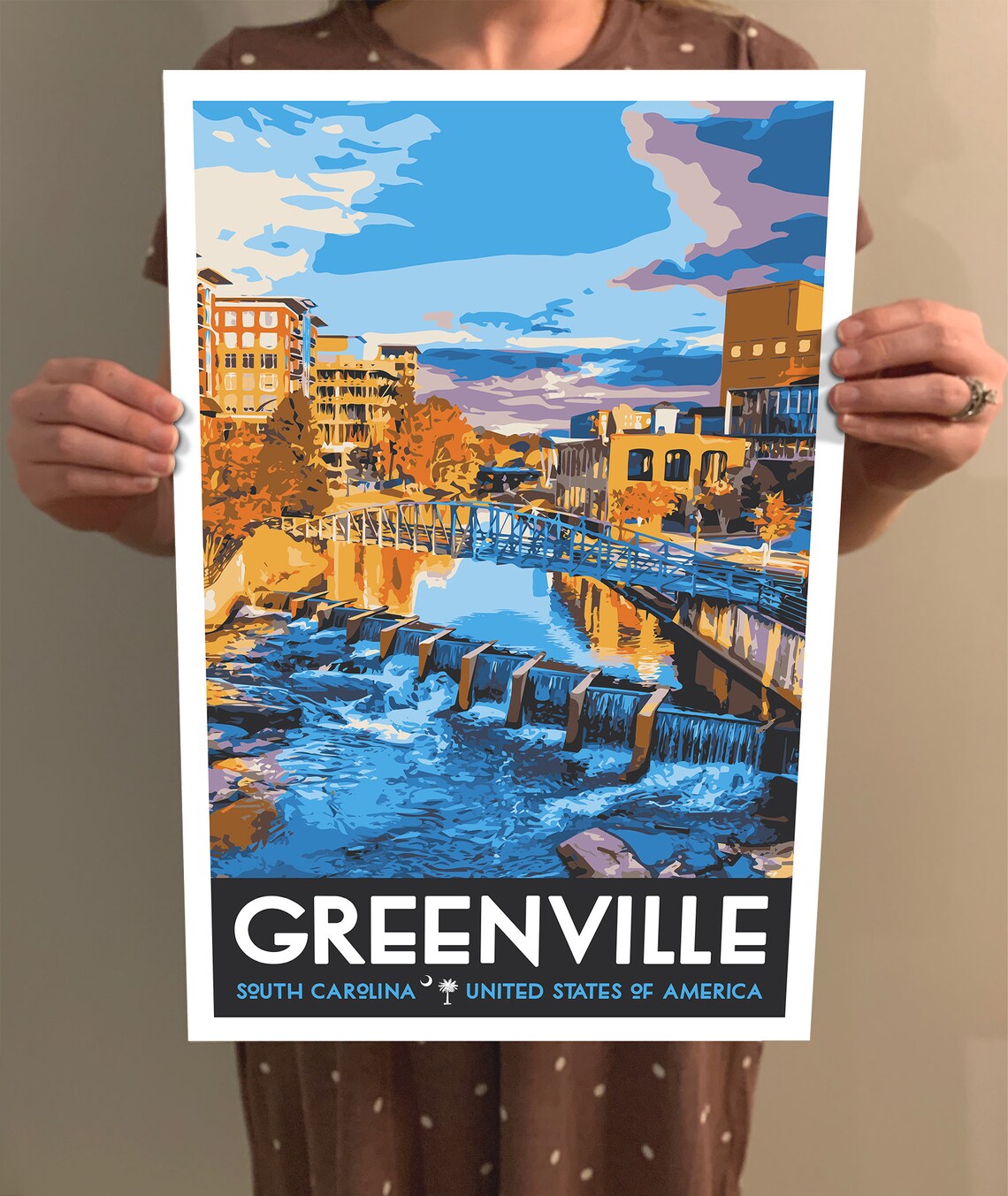 Greenville South Carolina Vintage Style Travel Poster - Image 2