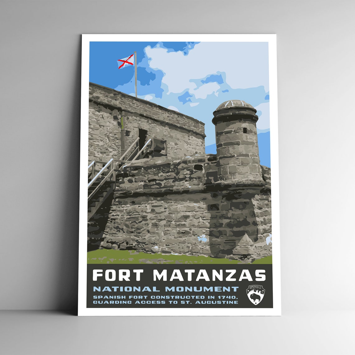 Fort Matanzas National Monument Wpa Style Vintage Style Travel Poster 8x10 12x18 18x24 24x36 4x6 Postcard Florida Usa Us Retro Art Print