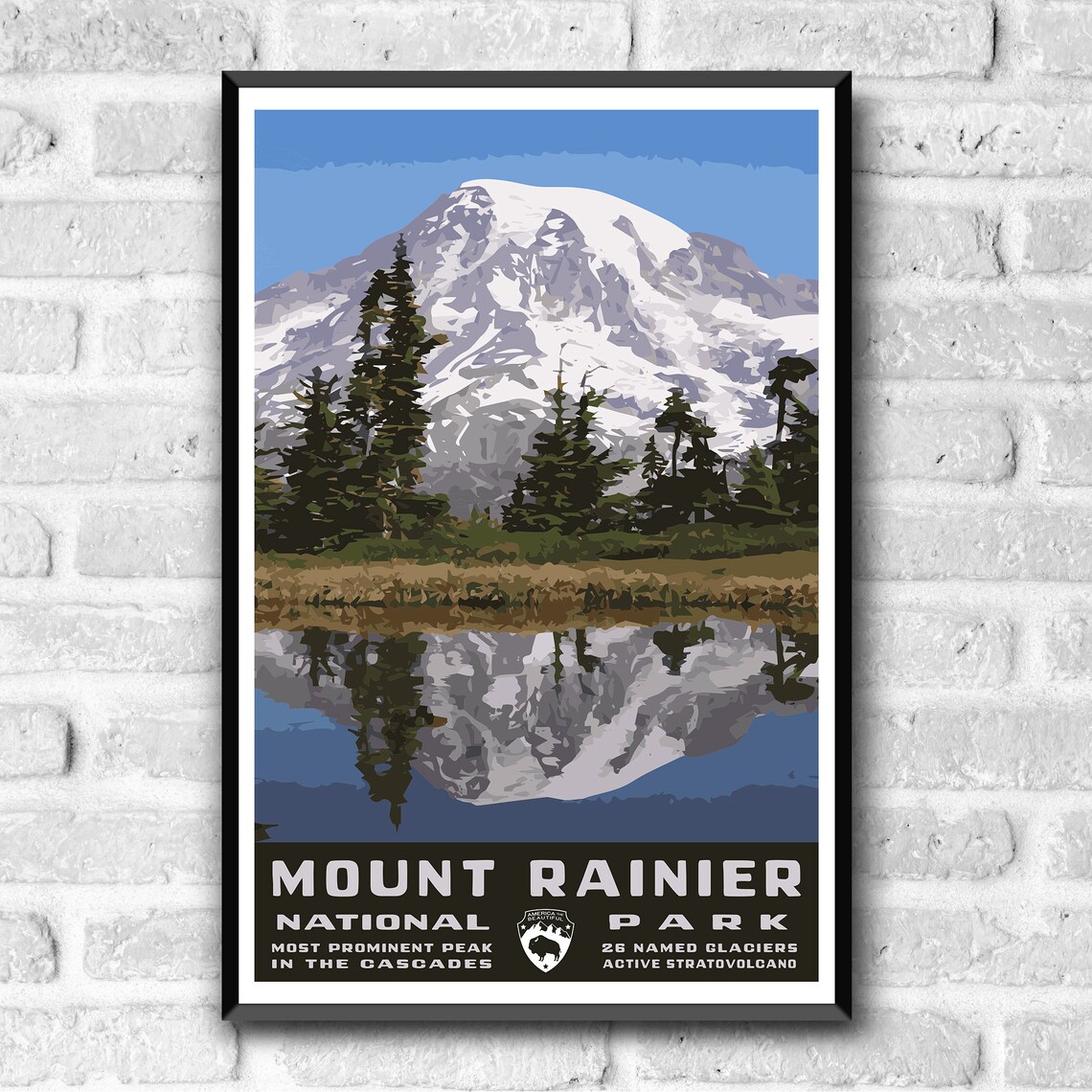 Mount Rainier National Park Vintage Style Travel Poster - Image 3