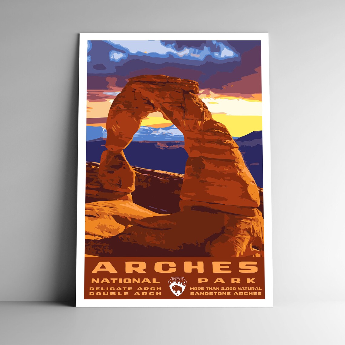 Arches National Park Vintage Style Travel Poster, Moab Utah