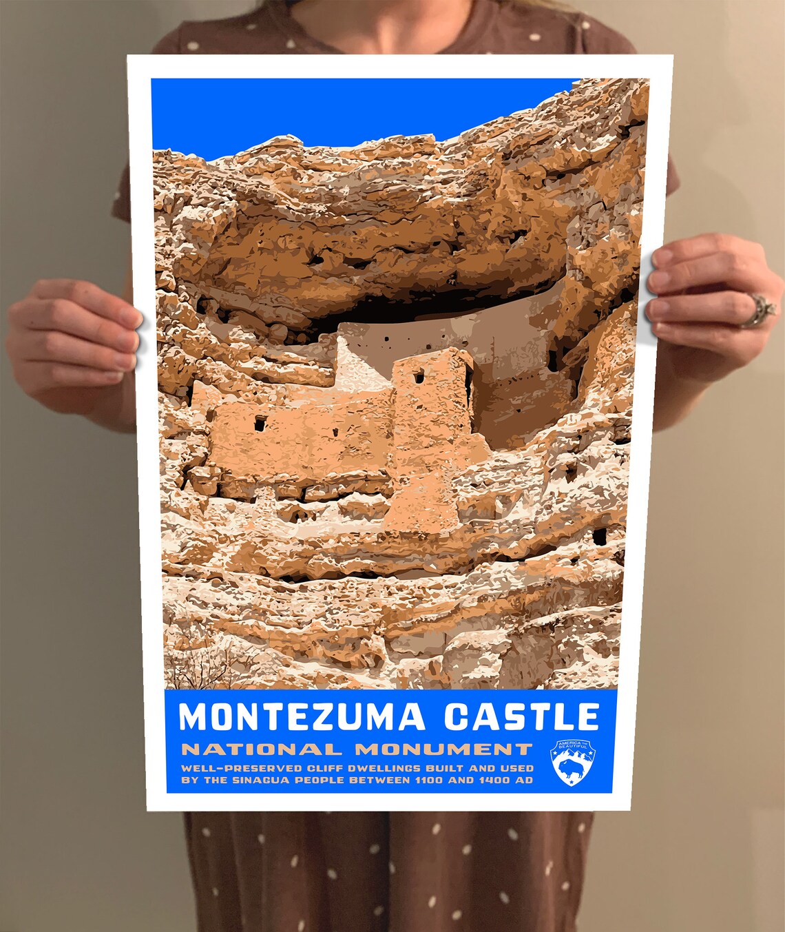 Montezuma Castle National Monument Vintage Travel Poster - Image 2