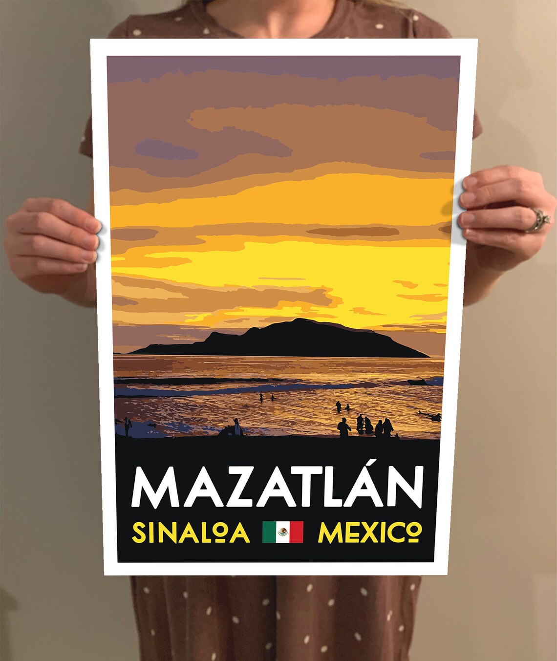 Mazatlan Sinaloa Mexico Sunset Beach Vintage WPA Travel Poster - Image 2
