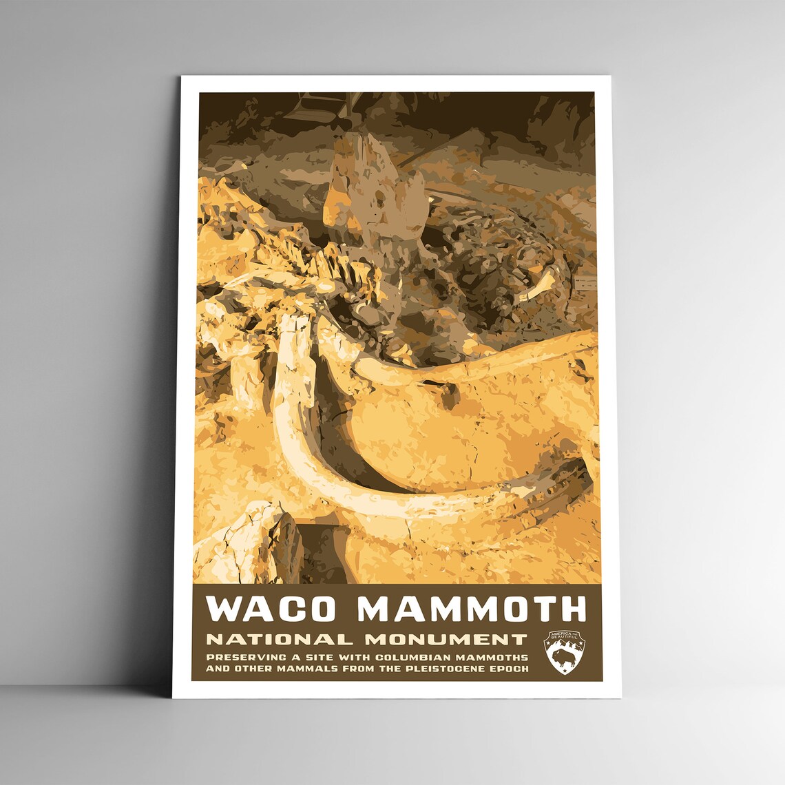 Waco Mammoth National Monument WPA Vintage Travel Poster