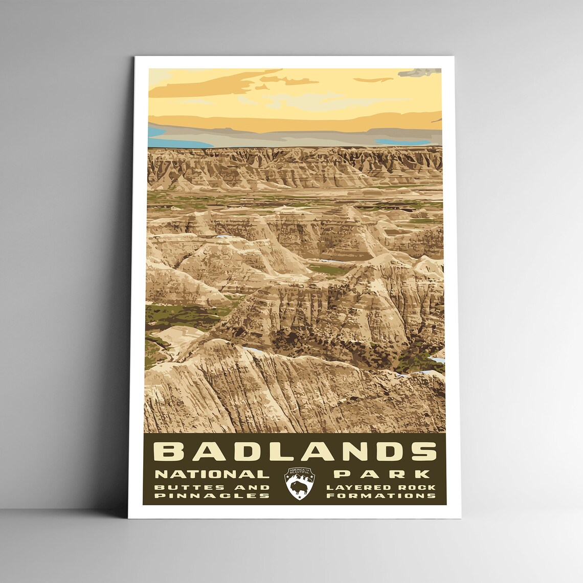 Badlands National Park Vintage Travel Poster Art Print