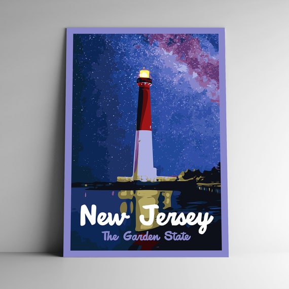 New Jersey The Garden State Vintage Style Travel Poster Postcard Sticker Magnet Retro Wpa Style Our Fifty States Print 50 Us Wall Art