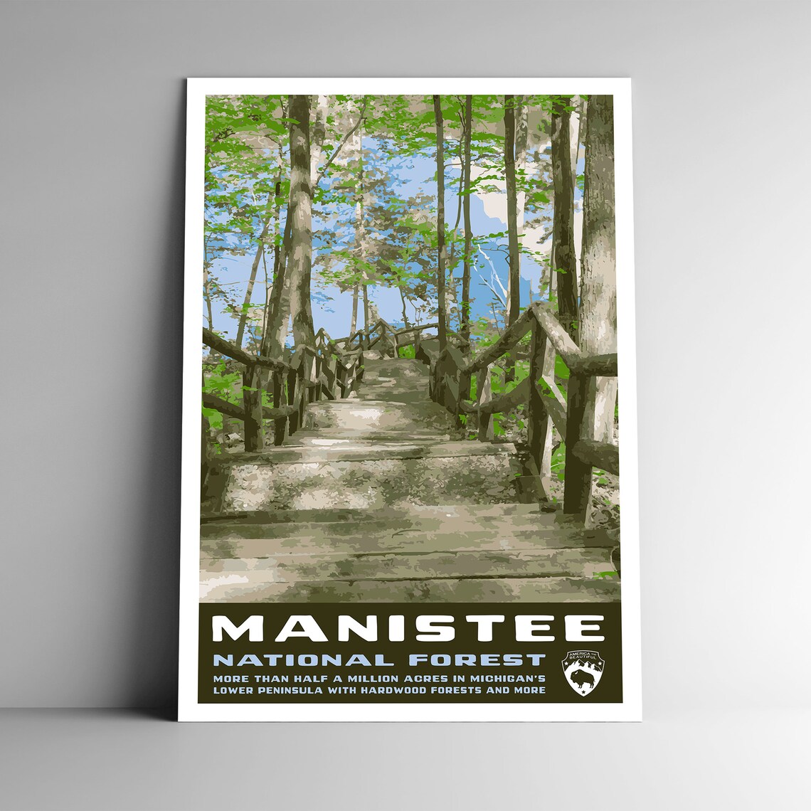Manistee National Forest WPA-Style Vintage Travel Poster