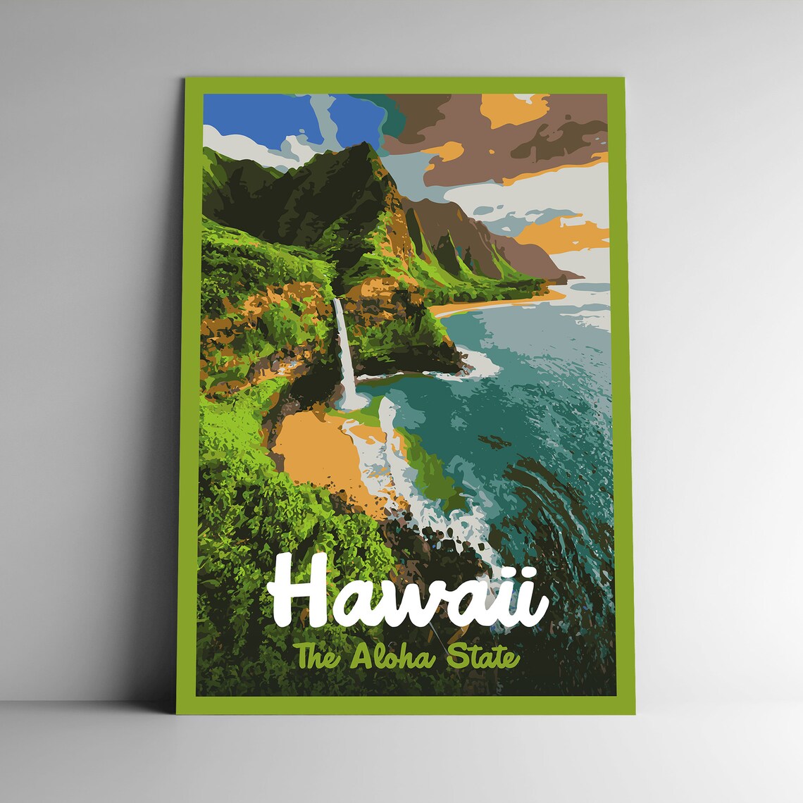 Hawaii The Aloha State Vintage Travel Poster