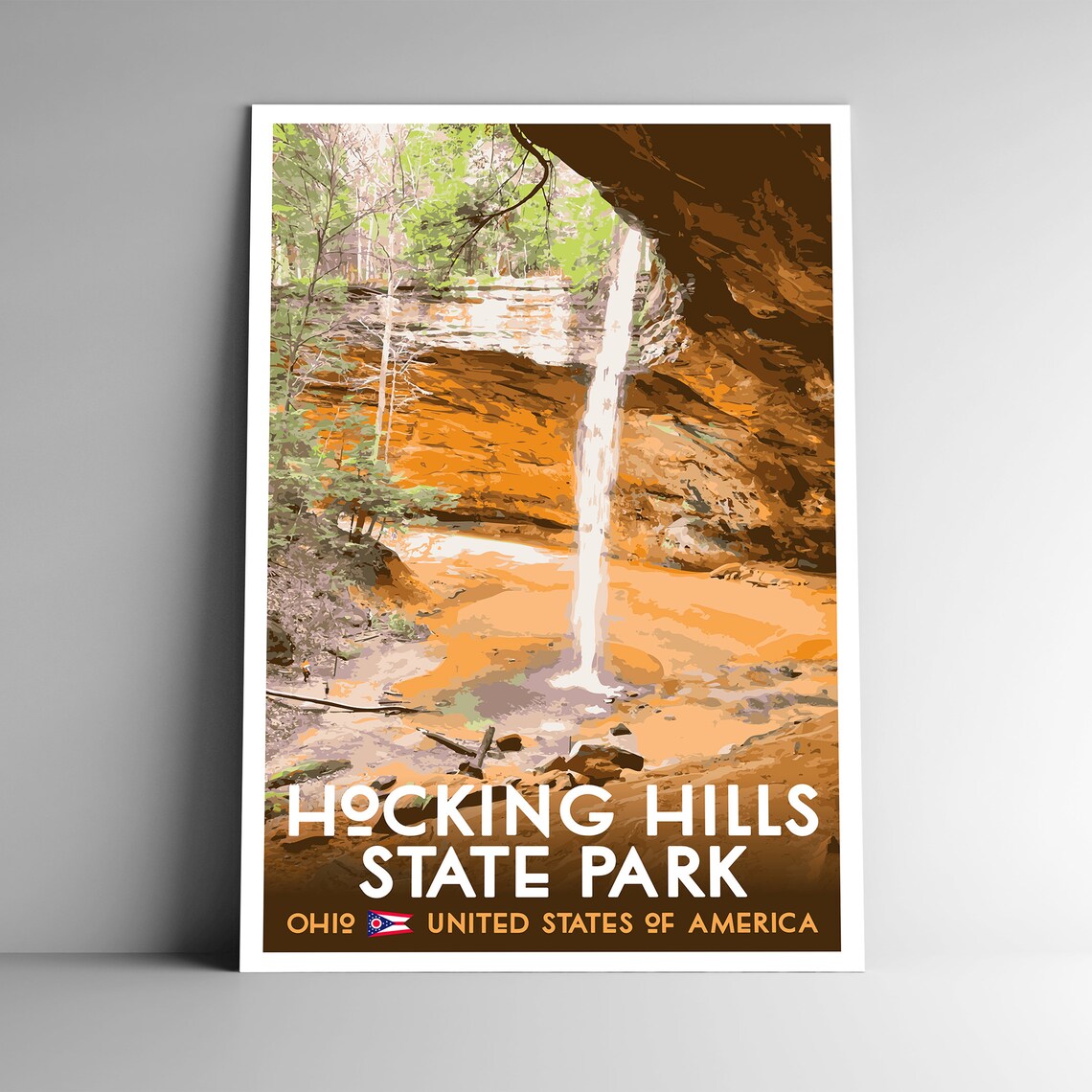 Hocking Hills State Park Vintage Style Travel Poster