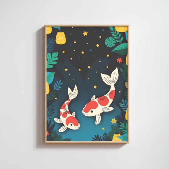 Fish Duo, Modern Graphic Illustration Poster