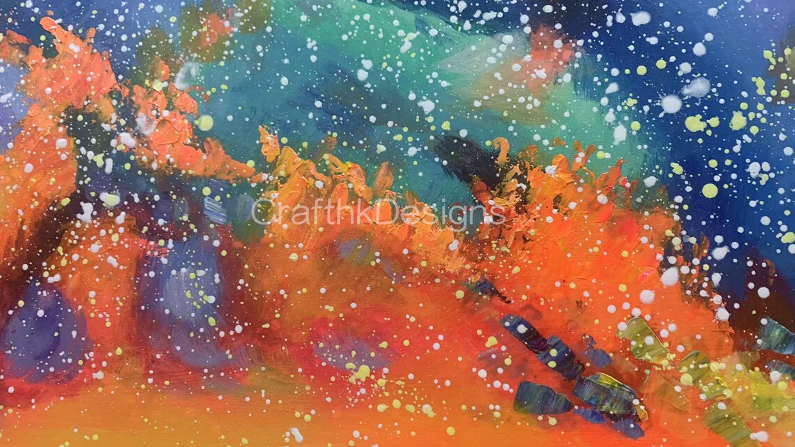 Abstract Dreamscape Star Aurora Landscape Wall Art Original Forest Lake Oil Painting Bedroom Wall Decor Housewarming Gift Mysterious - Image 4