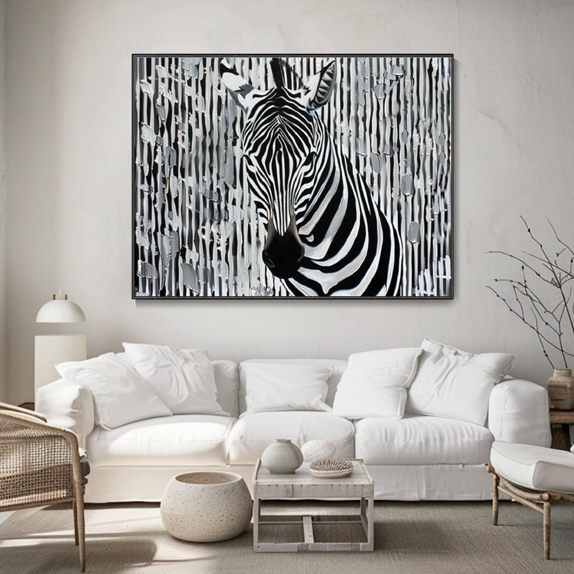 Zebra Portrait Black And White Striped Wildlife Animal Art Poster - Image 5