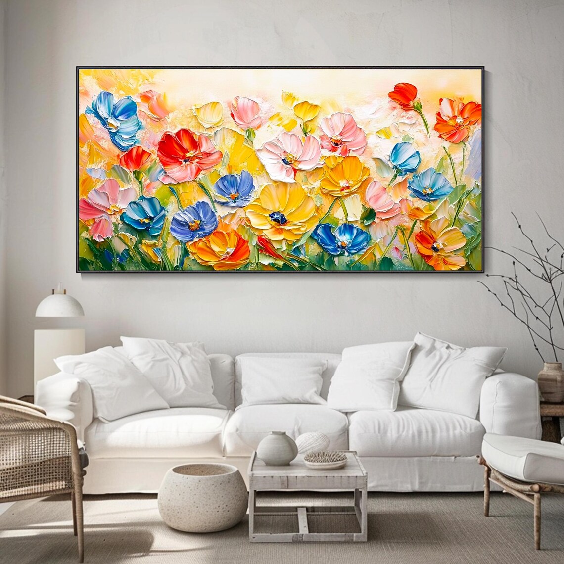 Colorful Poppy Wildflower Field Textured Floral Garden Art Poster - Image 2