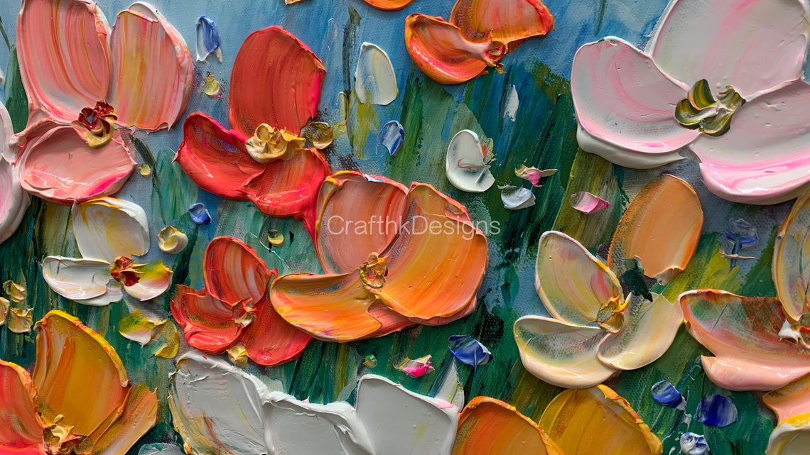 Colorful Wildflower Meadow Bright Blue Sky Spring Garden Art Poster - Image 5