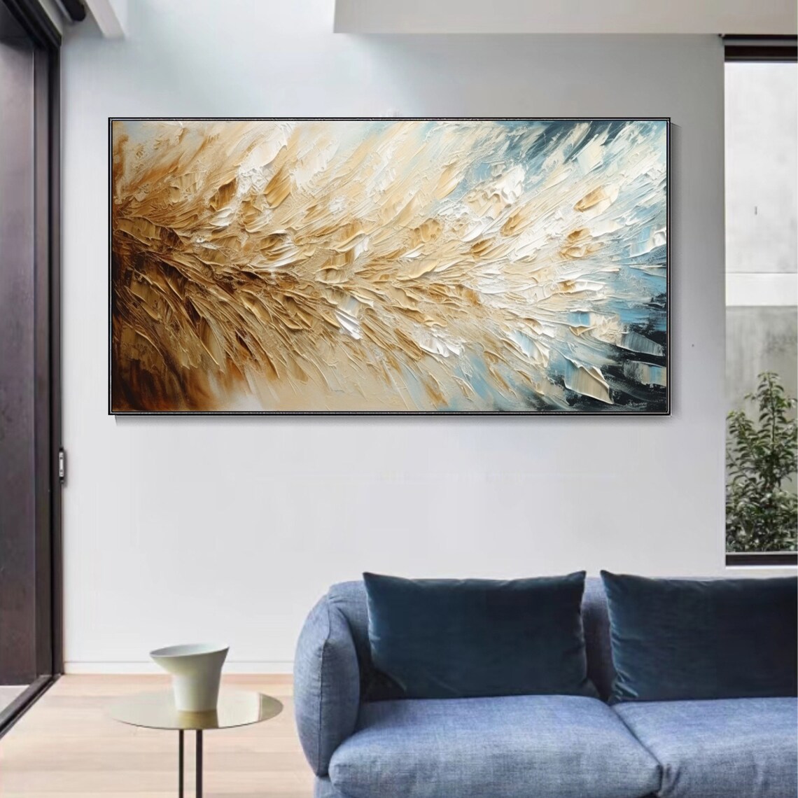 Abstract Feather Floral Landscape Oil Painting Print - Image 3