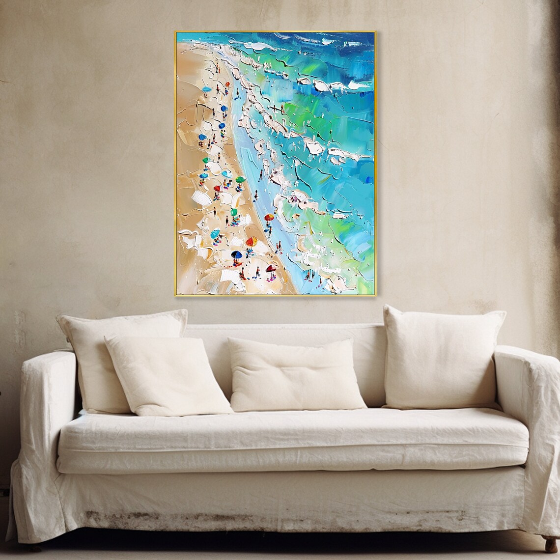 Beach Rhapsody Knife Painting, Summer Seascape Art Print - Image 4