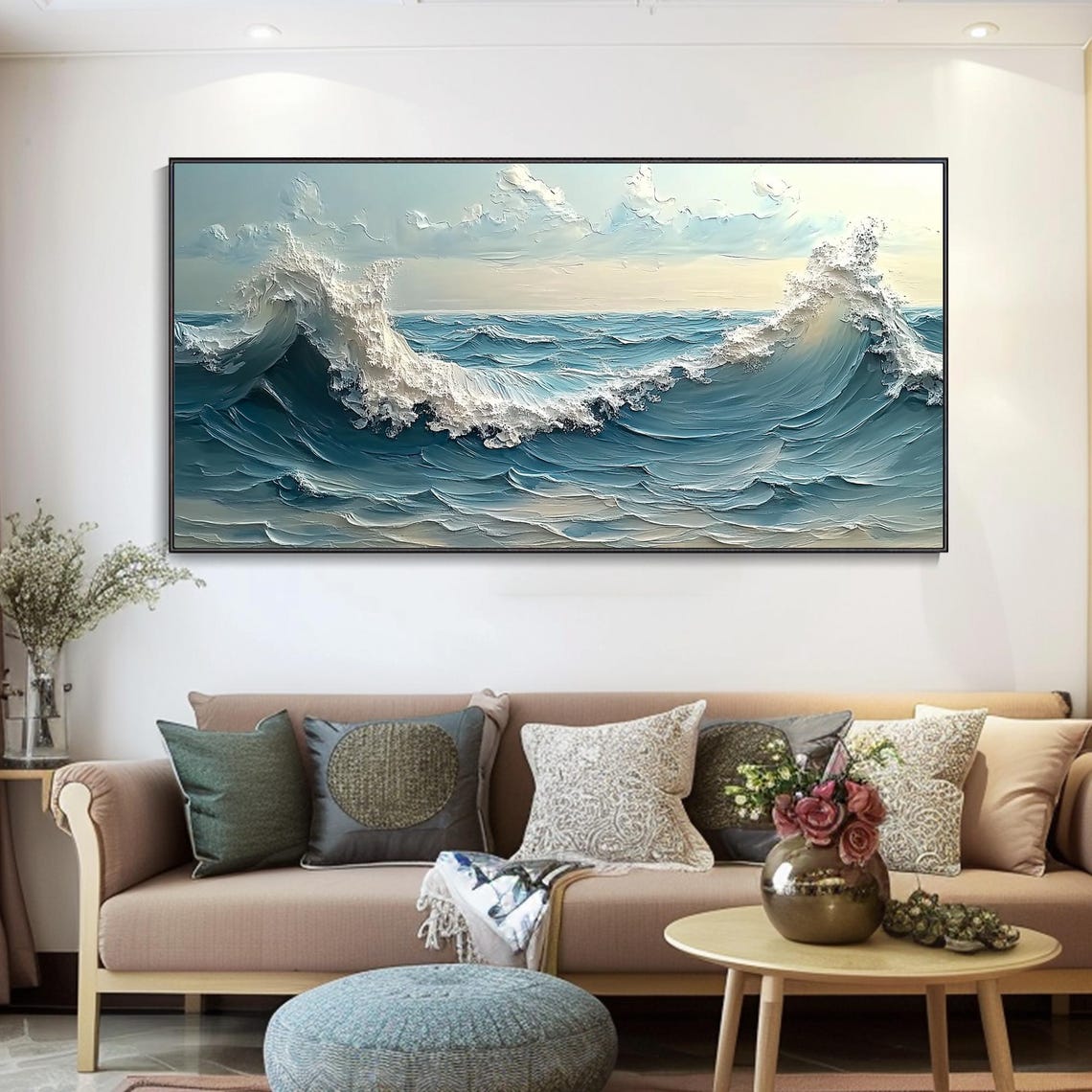Crashing Ocean Waves With White Sea Foam Textured Seascape Poster - Image 2