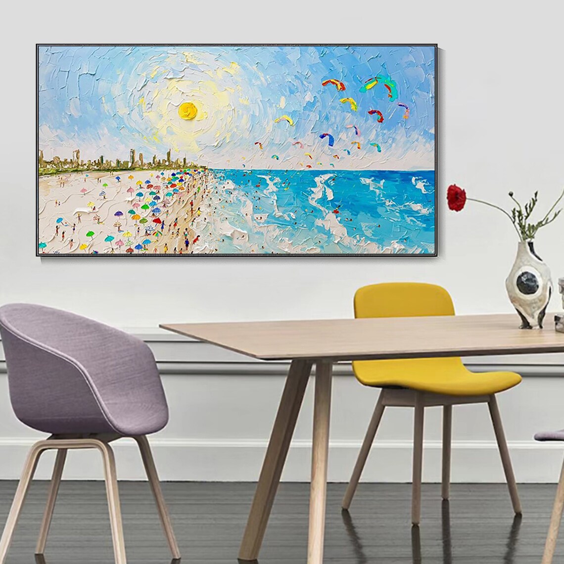 Coastal Swimming Oil Painting, Summer Art Print - Image 2