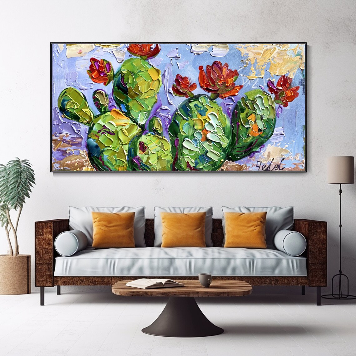 Cactus Oil Painting, Abstract Botanical Art Print - Image 2